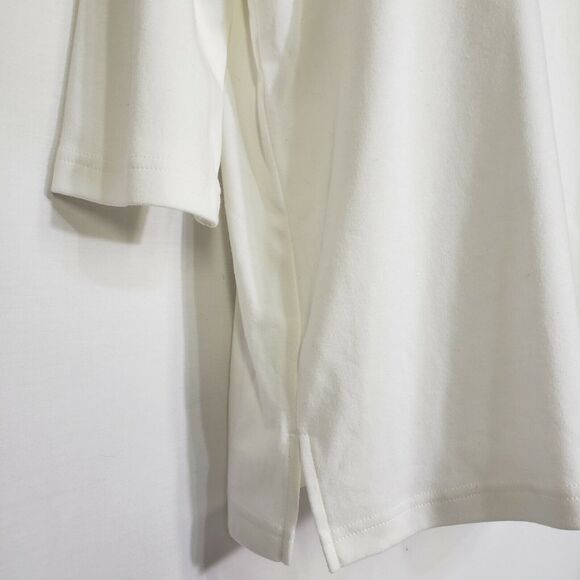 BonWorth Womens Top Size XS 3/4 Sleeve Ivory Knit Round Neck Satin Detail - Picture 5 of 11